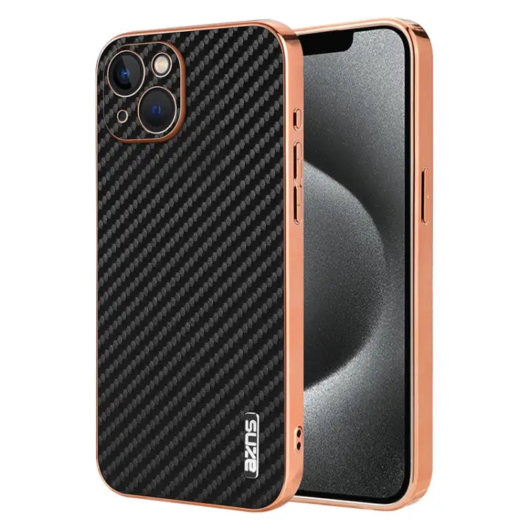 AZNS Electroplated Edge Carbon Fiber Texture Phone Case For iPhone 12 Pro For iPhone 11 For iPhone 11 Pro - For iPhone