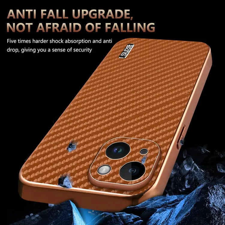AZNS Electroplated Edge Carbon Fiber Texture Phone Case For iPhone 14 Pro Max For iPhone 13 Pro Max For iPhone 13 Pro