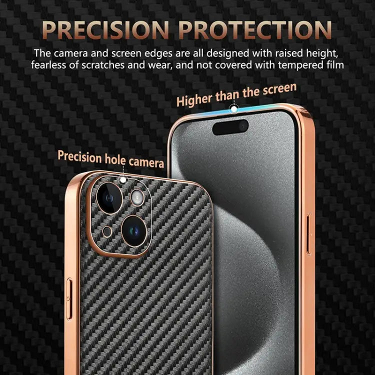 AZNS Electroplated Edge Carbon Fiber Texture Phone Case For iPhone 14 Pro Max For iPhone 13 Pro Max For iPhone 13 Pro