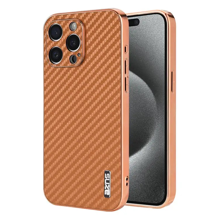 AZNS Electroplated Edge Carbon Fiber Texture Phone Case For iPhone 14 Pro Max For iPhone 13 Pro Max For iPhone 13 Pro