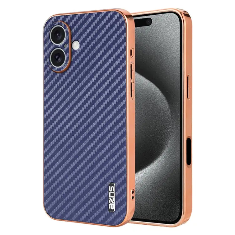AZNS Electroplated Edge Carbon Fiber Texture Phone Case For iPhone 15 Pro For iPhone 15 Plus For iPhone 15 For iPhone