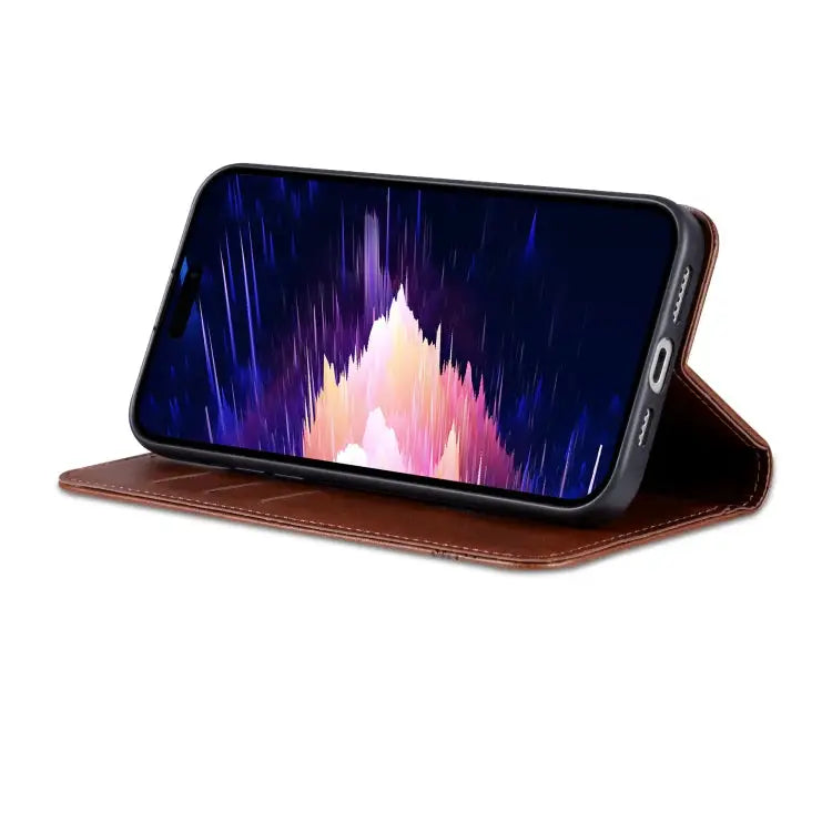 AZNS Magnetic Calf Texture Leather Phone Case For iPhone 15 Plus For iPhone 15 - Apple Accessories