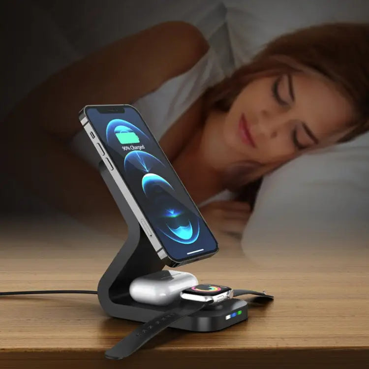 B-13 15W Max 3 in 1 Magnetic Wireless Charger for Mobile Phones & Apple Watchs & AirPods - Apple Accessories