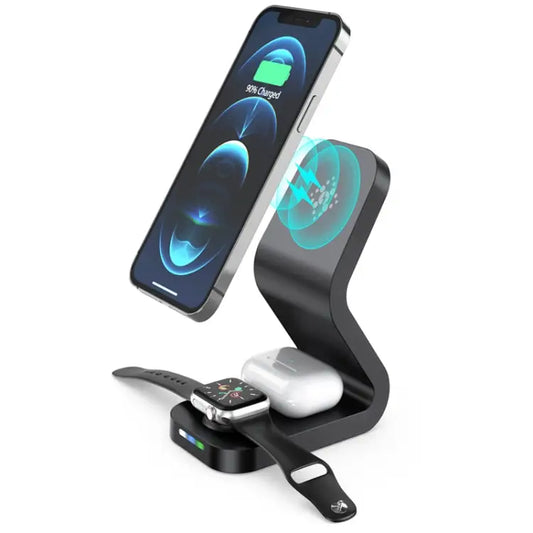 B-13 15W Max 3 in 1 Magnetic Wireless Charger for Mobile Phones & Apple Watchs & AirPods - Apple Accessories