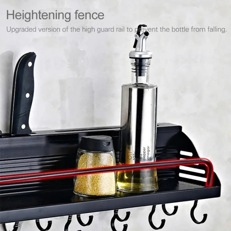 B Version 50cm 2 Cups 10 Hooks Kitchen Multi-function Wall-mounted Condiment Storage Rack B Version 50cm 2 Cups - B
