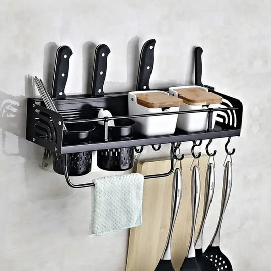 B Version 50cm 2 Cups 10 Hooks Kitchen Multi-function Wall-mounted Condiment Storage Rack B Version 50cm 2 Cups - B