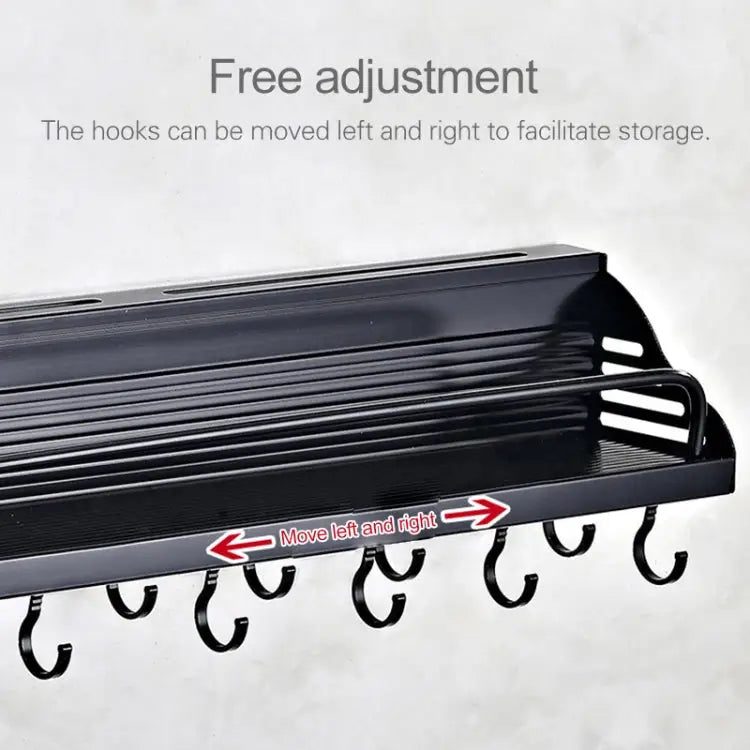 B Version 50cm 2 Cups 10 Hooks Kitchen Multi-function Wall-mounted Condiment Storage Rack B Version 50cm 2 Cups - B