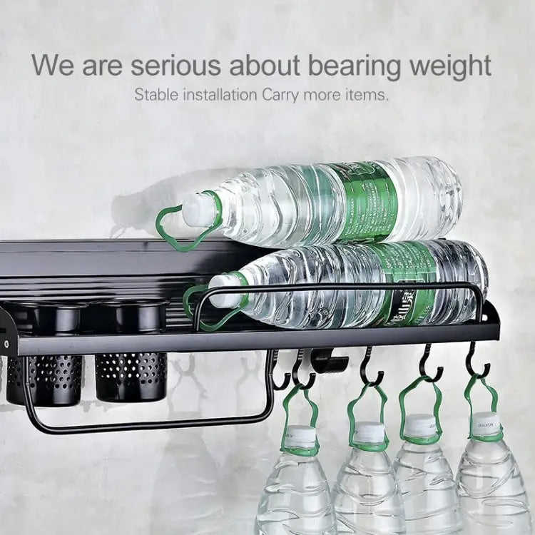 B Version 50cm 2 Cups 10 Hooks Kitchen Multi-function Wall-mounted Condiment Storage Rack B Version 50cm 2 Cups - B