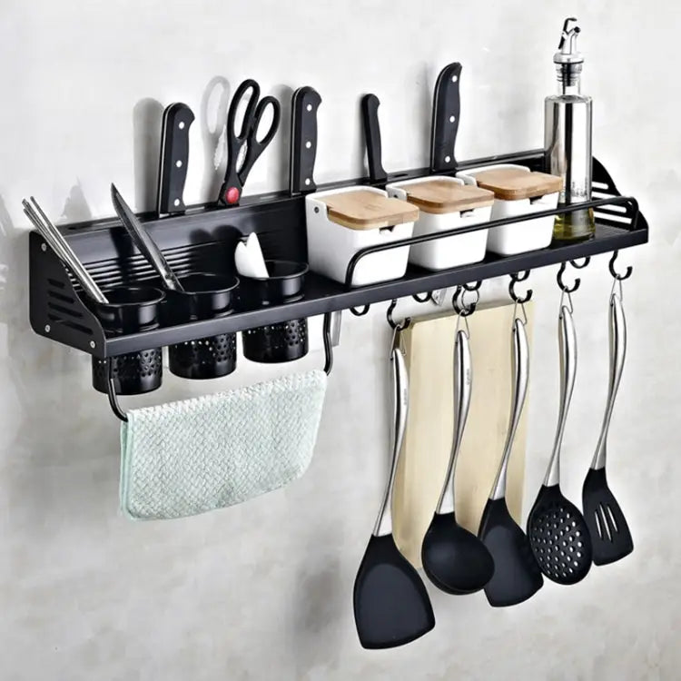 B Version 50cm 2 Cups 10 Hooks Kitchen Multi-function Wall-mounted Condiment Storage Rack B Version 50cm 2 Cups - B