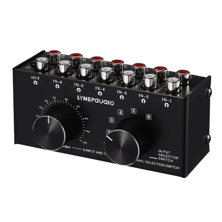 B016 6 Input 1 Output Audio Signal Source Selection Switcher Output Volume Adjustment Control RCA Port