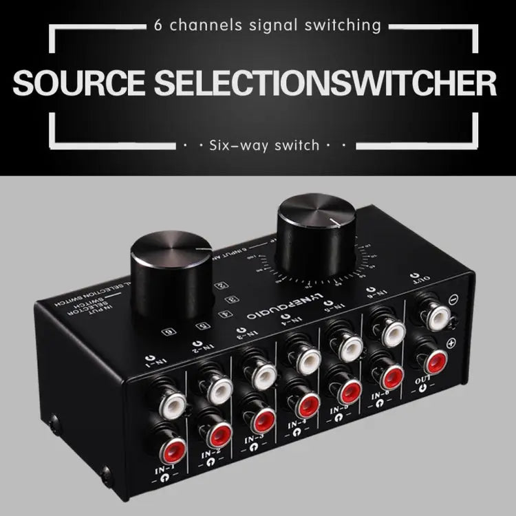 B016 6 Input 1 Output Audio Signal Source Selection Switcher Output Volume Adjustment Control RCA Port