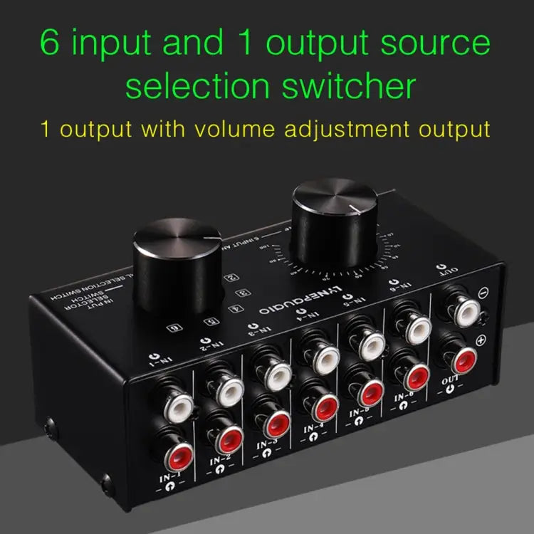 B016 6 Input 1 Output Audio Signal Source Selection Switcher Output Volume Adjustment Control RCA Port