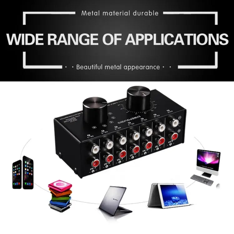 B016 6 Input 1 Output Audio Signal Source Selection Switcher Output Volume Adjustment Control RCA Port