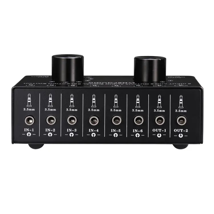 B027 6 input 2 output or 2 input 6 output audio signal source selection switcher 3.5mm interface