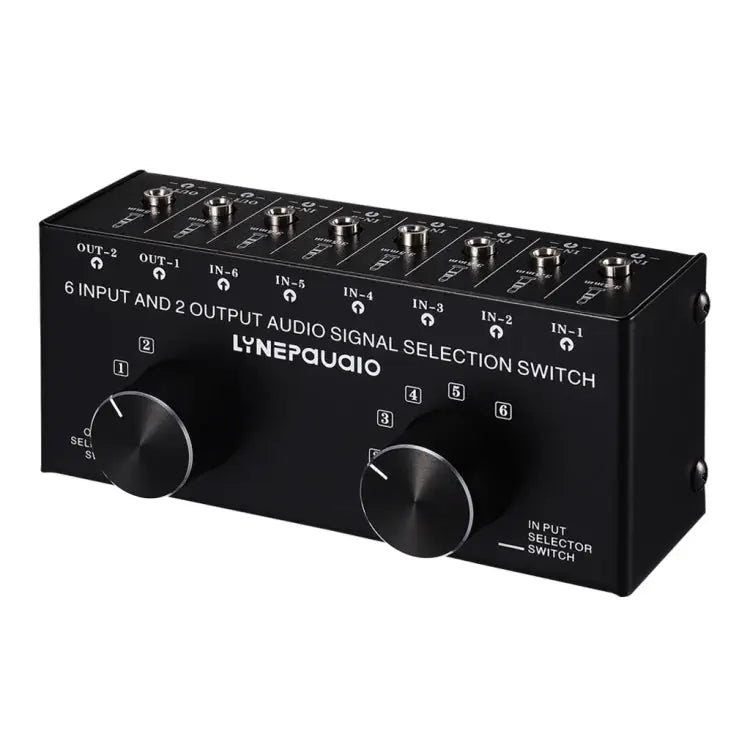 B027 6 input 2 output or 2 input 6 output audio signal source selection switcher 3.5mm interface