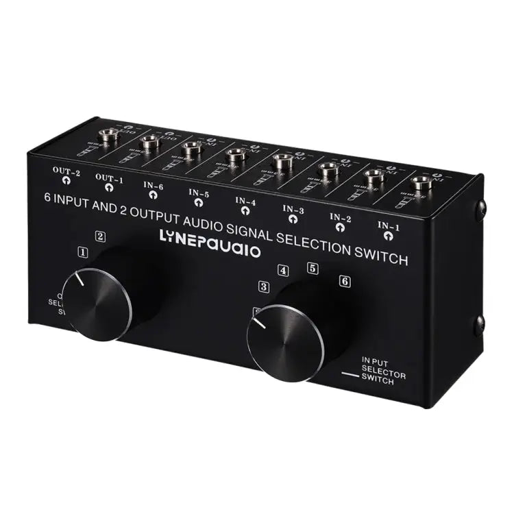 B027 6 input 2 output or 2 input 6 output audio signal source selection switcher 3.5mm interface