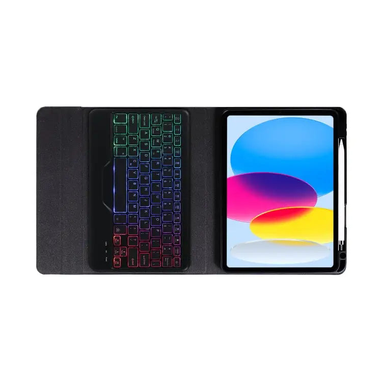B10S Triangle Holder Three-color Backlight Bluetooth Keyboard Leather Case With Three-color Backlight - Apple