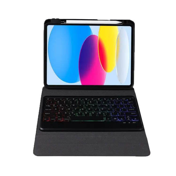 B10S Triangle Holder Three-color Backlight Bluetooth Keyboard Leather Case With Three-color Backlight - Apple
