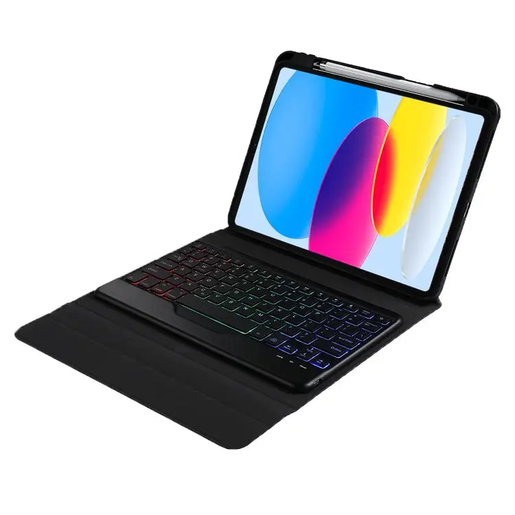 B10S Triangle Holder Three-color Backlight Bluetooth Keyboard Leather Case With Three-color Backlight - Apple