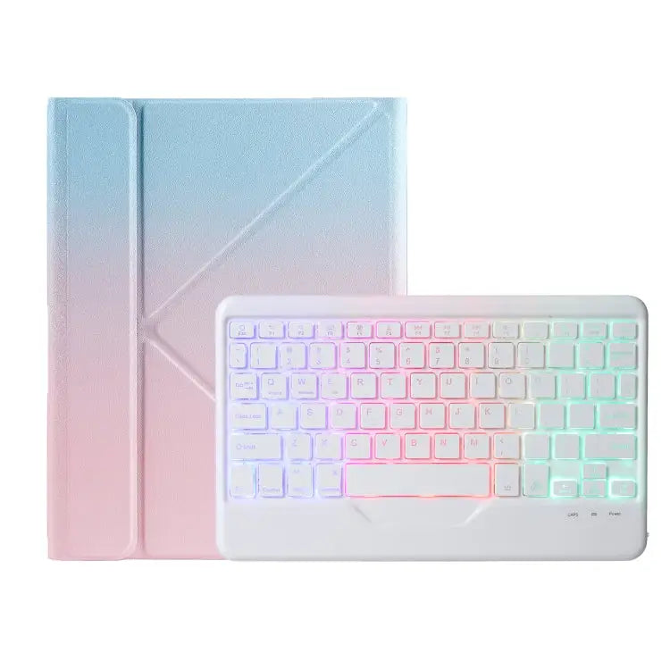 B10S Triangle Holder Three-color Backlight Bluetooth Keyboard Leather Case With Three-color Backlight