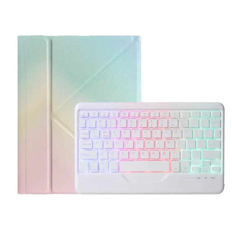 B10S Triangle Holder Three-color Backlight Bluetooth Keyboard Leather Case With Three-color Backlight