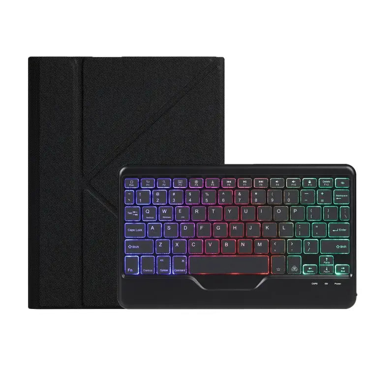 B10S Triangle Holder Three-color Backlight Bluetooth Keyboard Leather Case With Three-color Backlight