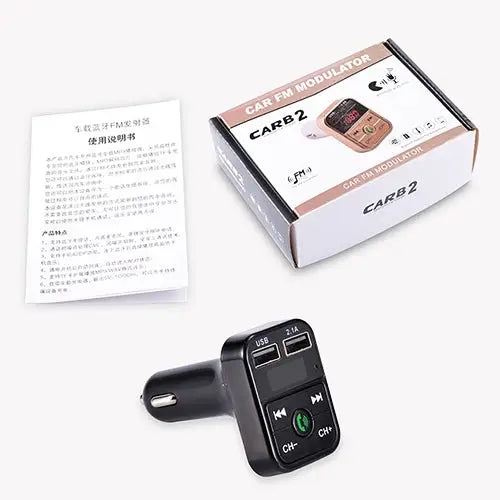 B2 Dual USB Charging Bluetooth FM Transmitter MP3 Music Player Car Kit Support Hands-Free Call & TF Card & U Disk B2
