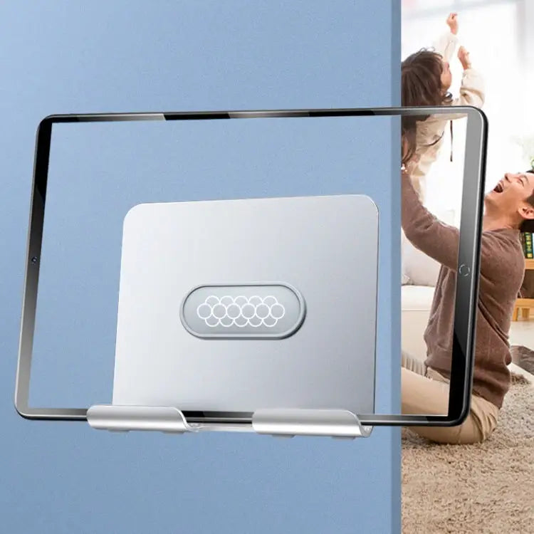 B87 Punch-free Tablet PC Aluminum Alloy Bracket Bathroom Kitchen Adhesive Wall Phone Holder B87 (Silver Gray) - B87