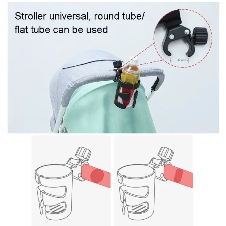 Baby Stroller Cup Holder Universal 360 Rotatable Drink Bottle Rack Cup Holder Black - Cup Holder Black