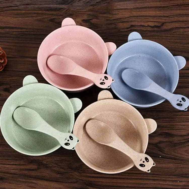 Balcherlam Baby Wheat Stalk Materials Bowls + Spoon Kit Random Color Delivery Bowls + Spoon Kit - Bowls + Spoon Kit