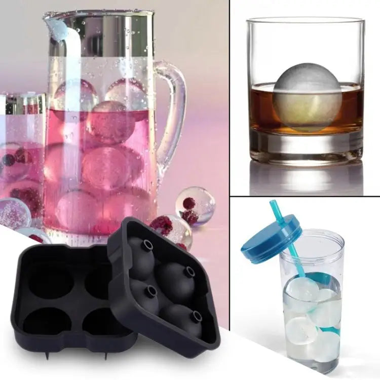 Ball Shape 4-Grid Silicone Ice Cube Mold Ball Shape - Ball Shape