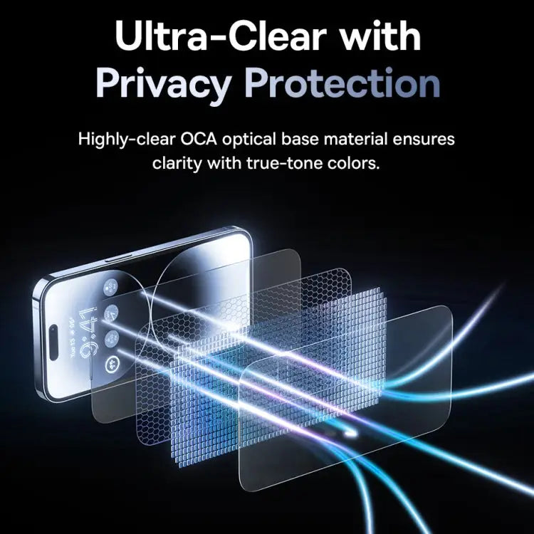 Baseus Sapphire Series Dustproof Peep-proof Tempered Glass Film For iPhone 15 Pro Max For iPhone 15 Pro For iPhone 15
