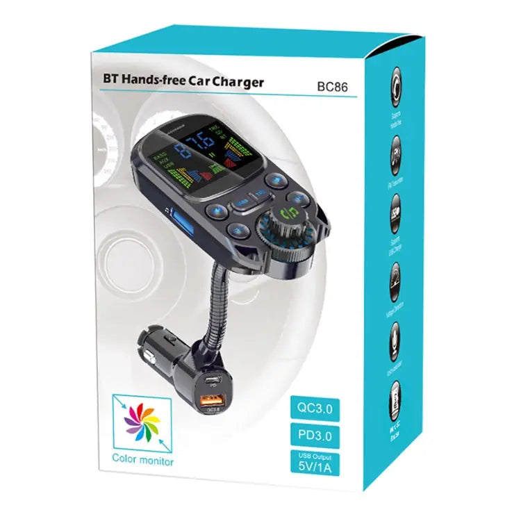 BC86 Colorful Screen Car Bluetooth 5.3 FM Transmitter MP3 Player BC86 - BC86