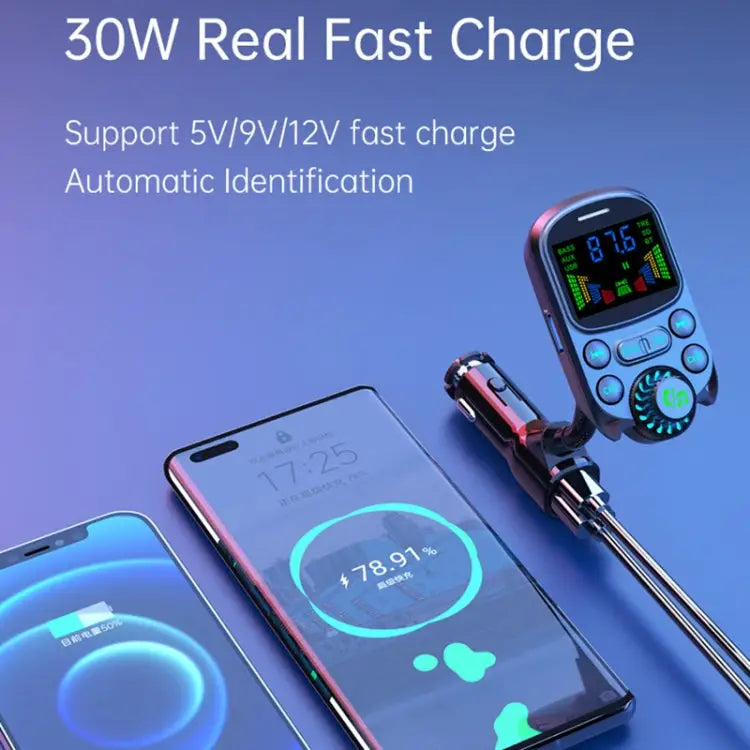 BC86 Colorful Screen Car Bluetooth 5.3 FM Transmitter MP3 Player BC86 - BC86