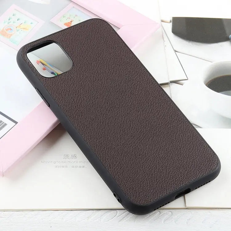 Bead Texture Genuine Leather Protective Case For iPhone 11 For iPhone 11 Pro For iPhone 11 Pro Max For iPhone 12 mini