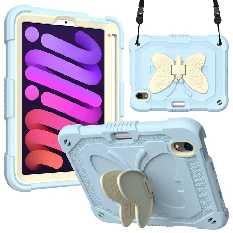 Beige PC + Silicone Anti-drop Protective Case with Butterfly Shape Holder & Pen Slot For iPad 9.7 2018 & 2017 / Pro 9.7