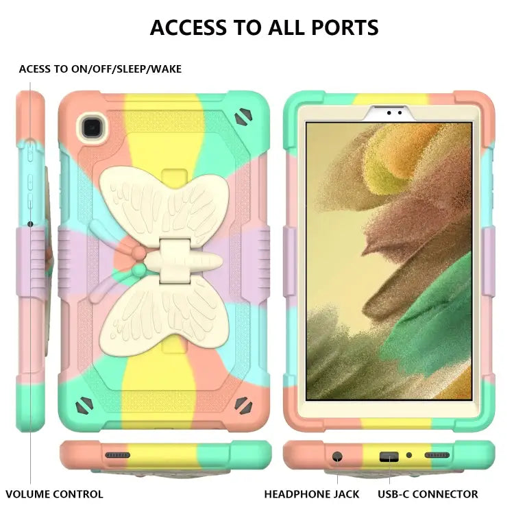 Beige PC + Silicone Anti-drop Protective Case with Butterfly Shape Holder & Pen Slot For Samsung Galaxy Tab A7 Lite 8.7