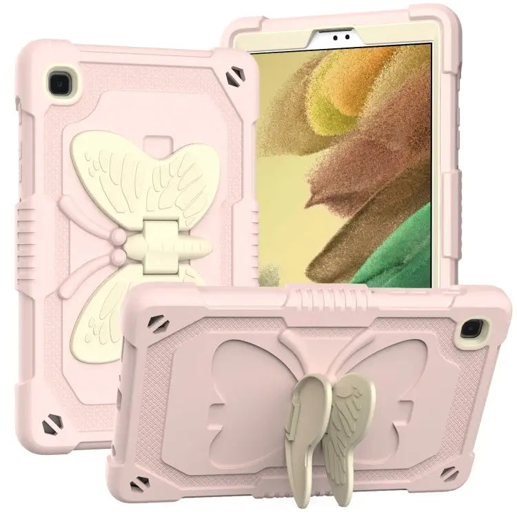 Beige PC + Silicone Anti-drop Protective Case with Butterfly Shape Holder & Pen Slot For Samsung Galaxy Tab A7 Lite 8.7