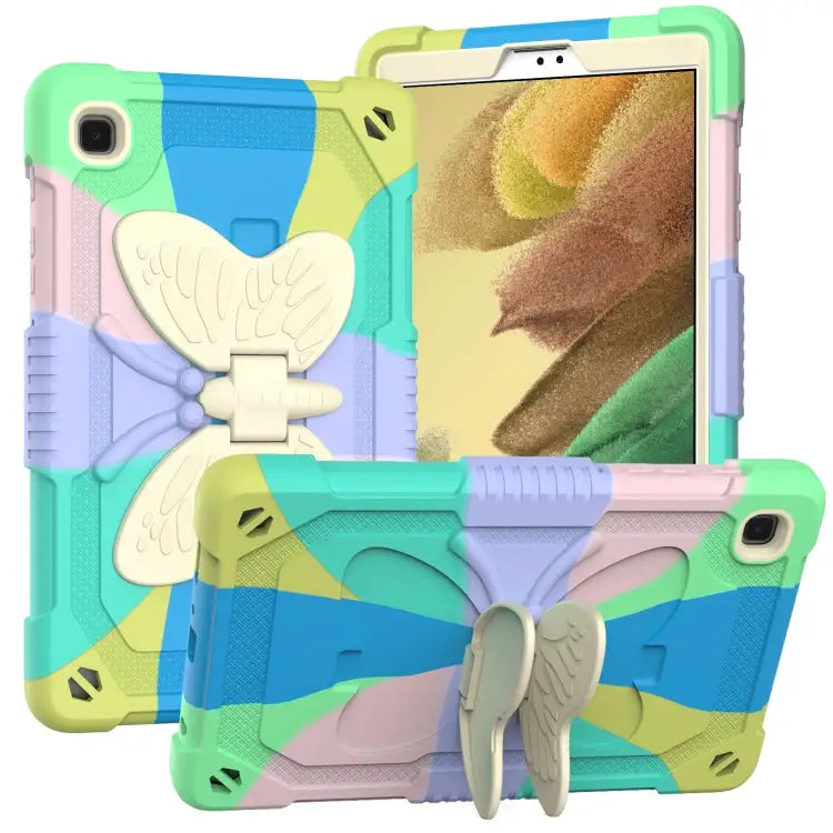 Beige PC + Silicone Anti-drop Protective Case with Butterfly Shape Holder & Pen Slot For Samsung Galaxy Tab A7 Lite 8.7