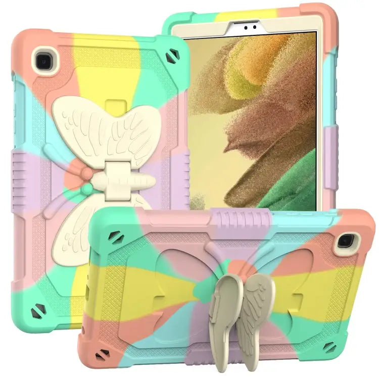 Beige PC + Silicone Anti-drop Protective Case with Butterfly Shape Holder & Pen Slot For Samsung Galaxy Tab A7 Lite 8.7