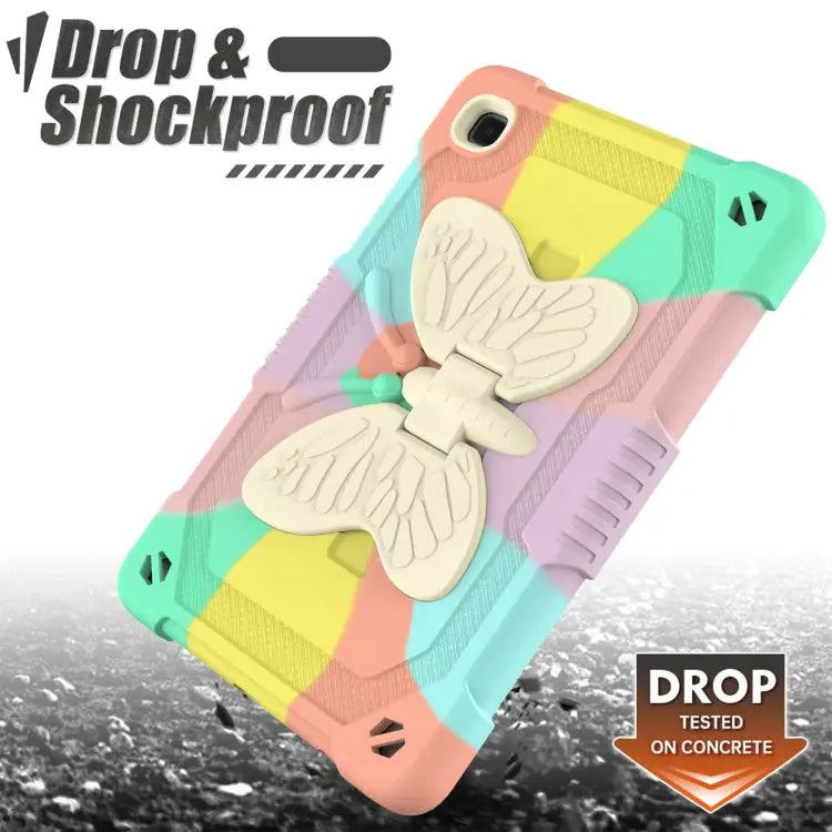 Beige PC + Silicone Anti-drop Protective Case with Butterfly Shape Holder & Pen Slot For Samsung Galaxy Tab A7 Lite 8.7