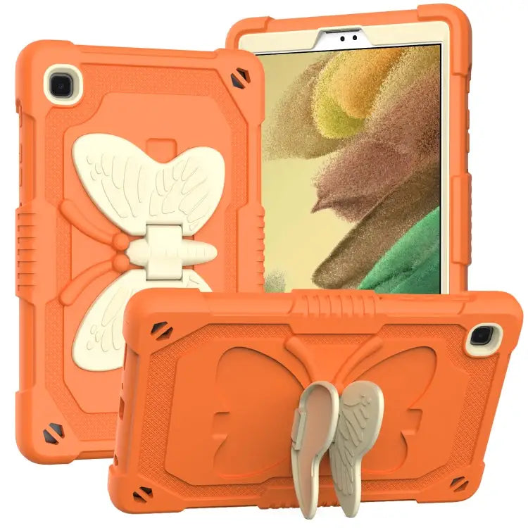 Beige PC + Silicone Anti-drop Protective Case with Butterfly Shape Holder & Pen Slot For Samsung Galaxy Tab A7 Lite 8.7