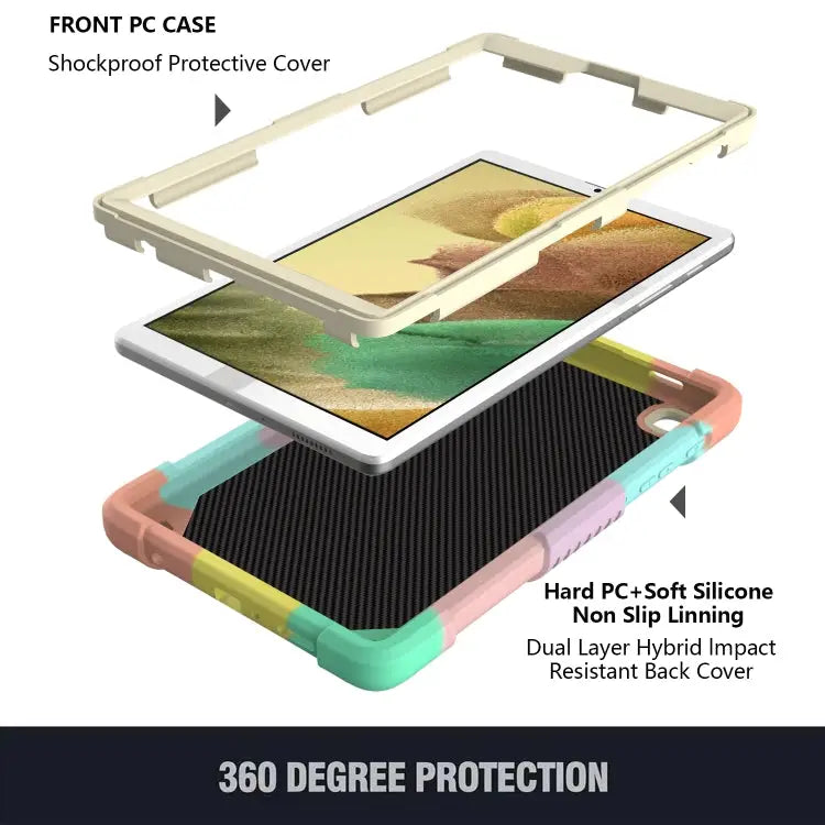 Beige PC + Silicone Anti-drop Protective Case with Butterfly Shape Holder & Pen Slot For Samsung Galaxy Tab A7 Lite 8.7