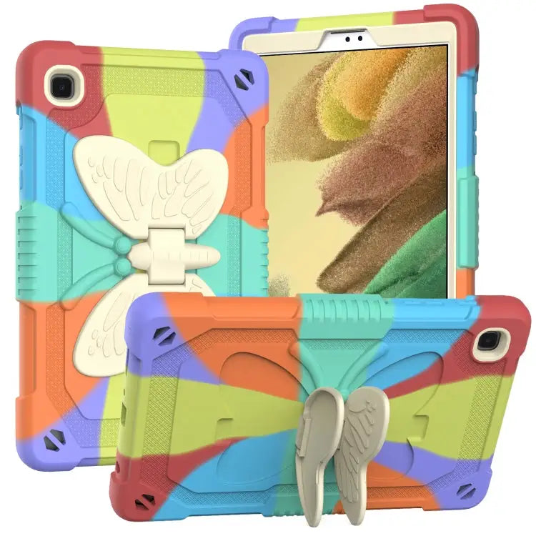 Beige PC + Silicone Anti-drop Protective Case with Butterfly Shape Holder & Pen Slot For Samsung Galaxy Tab A7 Lite 8.7