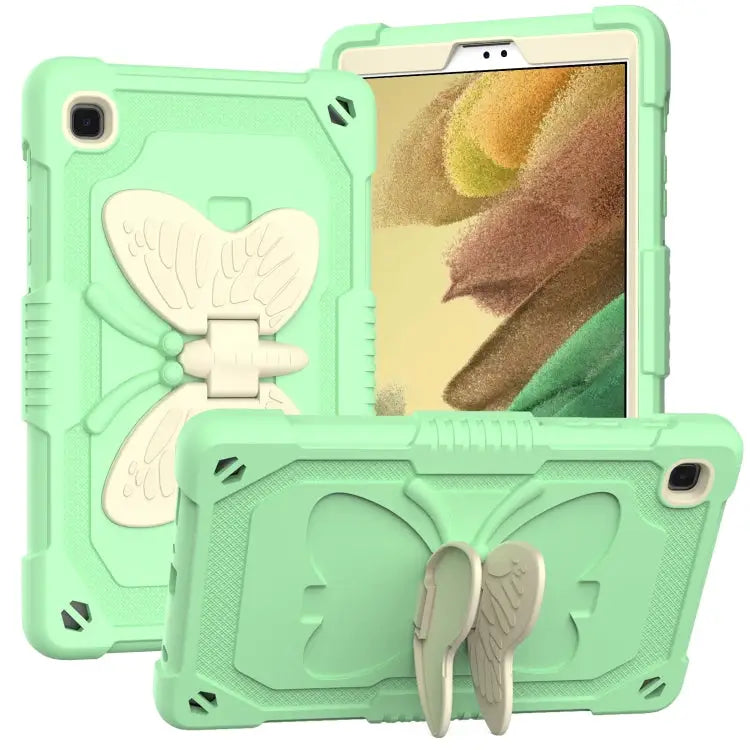 Beige PC + Silicone Anti-drop Protective Case with Butterfly Shape Holder & Pen Slot For Samsung Galaxy Tab A7 Lite 8.7