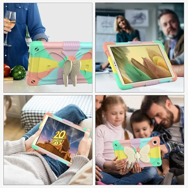 Beige PC + Silicone Anti-drop Protective Case with Butterfly Shape Holder & Pen Slot For Samsung Galaxy Tab A7 Lite 8.7