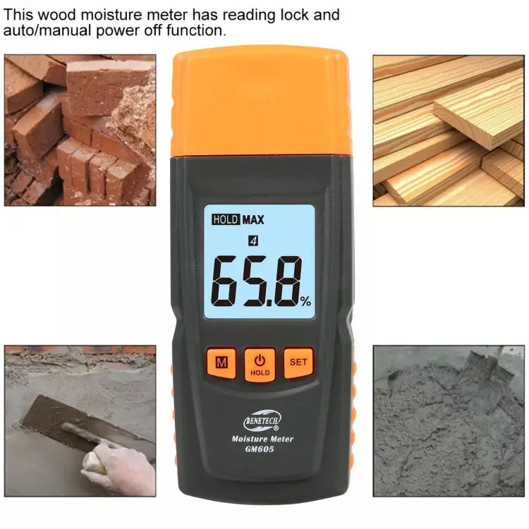BENETECH GM605 Digital Wood Moisture Meter Humidity Tester Timber Damp Detector GM605 - GM605