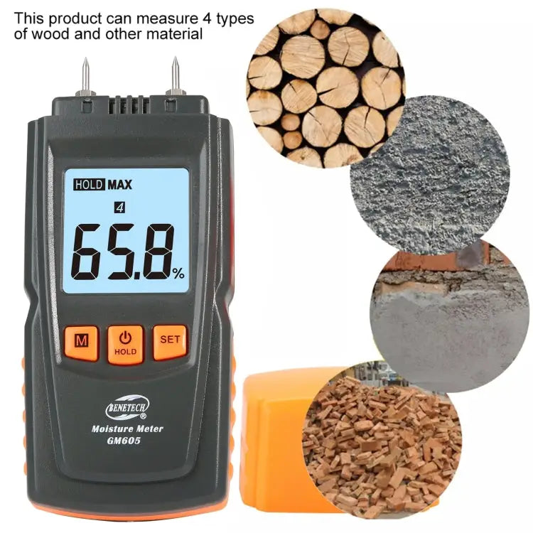 BENETECH GM605 Digital Wood Moisture Meter Humidity Tester Timber Damp Detector GM605 - GM605