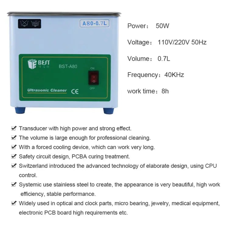 BEST-A80 0.7L Ultrasonic Washing Machine (Voltage 220V) - BEST-A80 0.7L