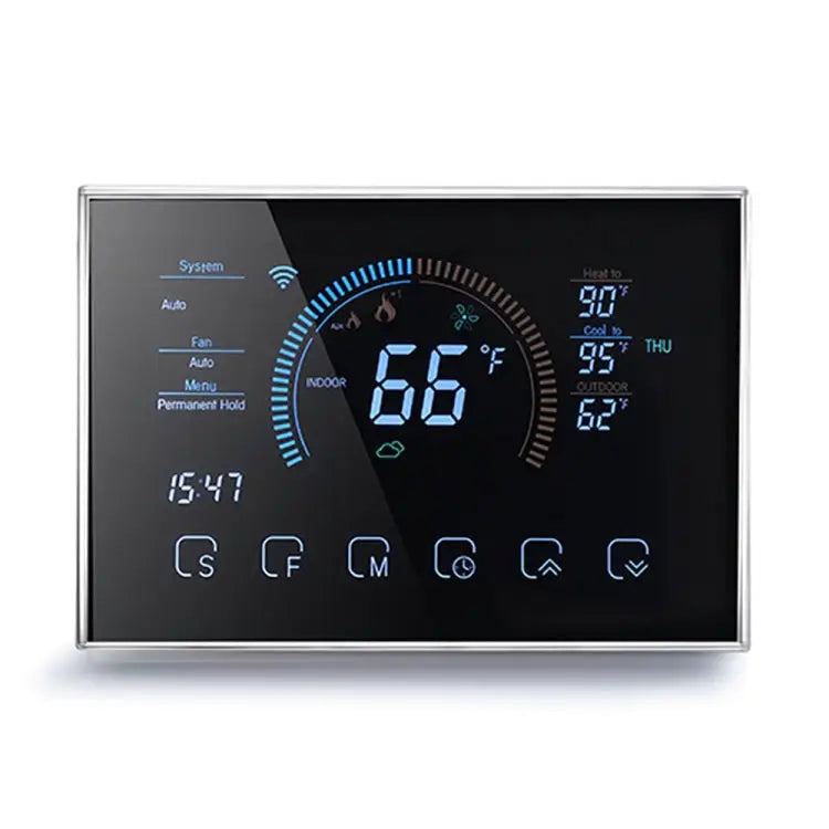 BHP-8000-WIFI-SS 3H2C Smart Home Heat Pump Round Room Brushed Mirror Housing Thermostat with WiFi AC 24V with WiFi